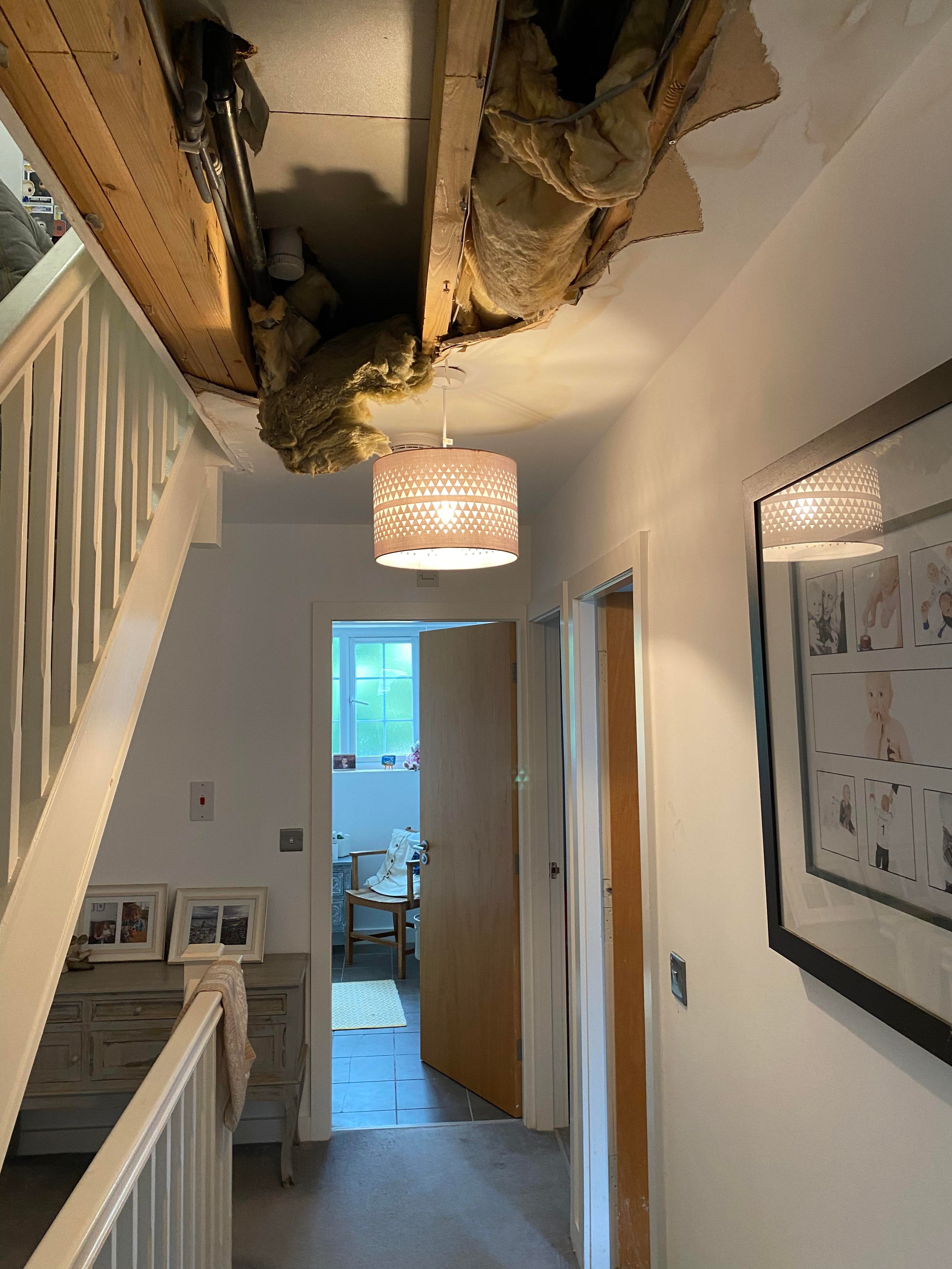 Flood damaged ceiling