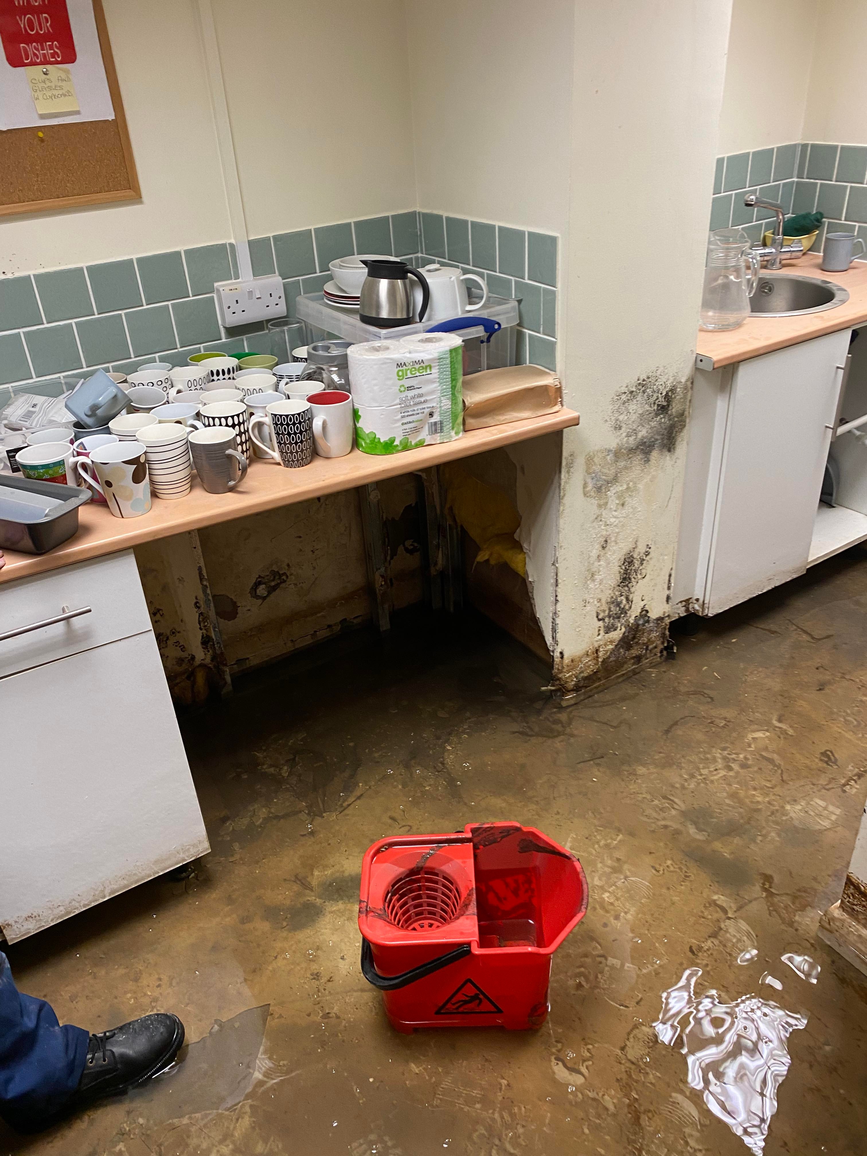 Flood damaged kitchen